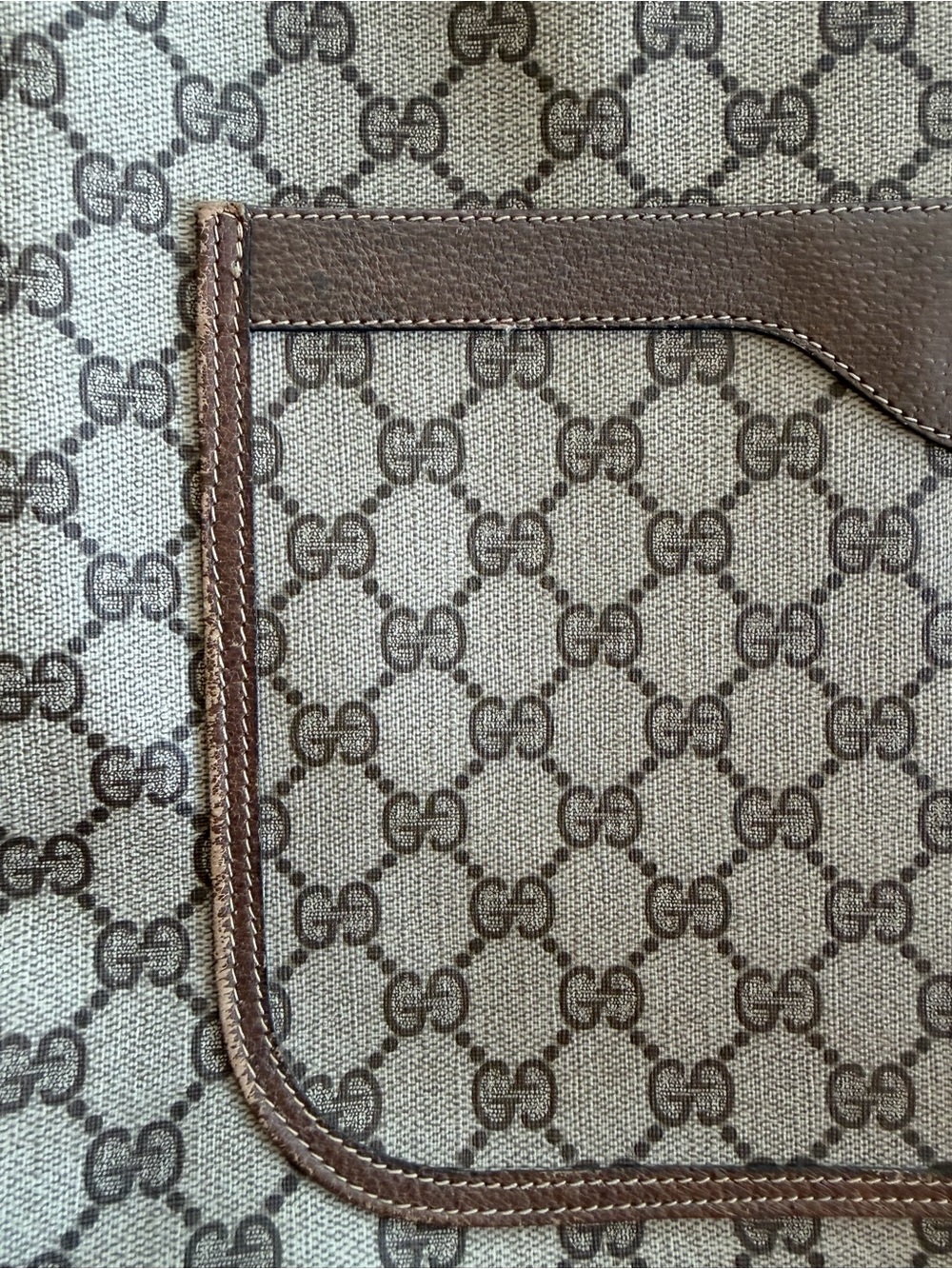 Gucci Beige GG Canvas Tote with Brown Trim and Green-Red Web Straps - Picture 3 of 5
